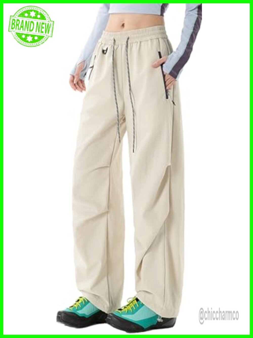 SEAUR Cargo Pants Women Lightweight Quick Dry Baggy Parachute Hiking Pants